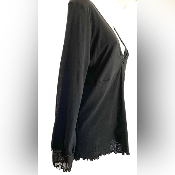 VTG with Tags Size 1X by Sweet Woman Black LS Semi Sheer Top Bloomingdales - Picture 3 of 7